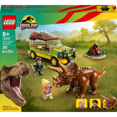 Set de juguetes de construcción LEGO Jurassic Park 76959 Análisis del Triceratops (281 piezas)