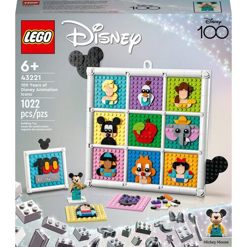 Set de juguetes de construcción LEGO Disney 43221 100 Años de Íconos de la Animación Disney (1022 piezas)