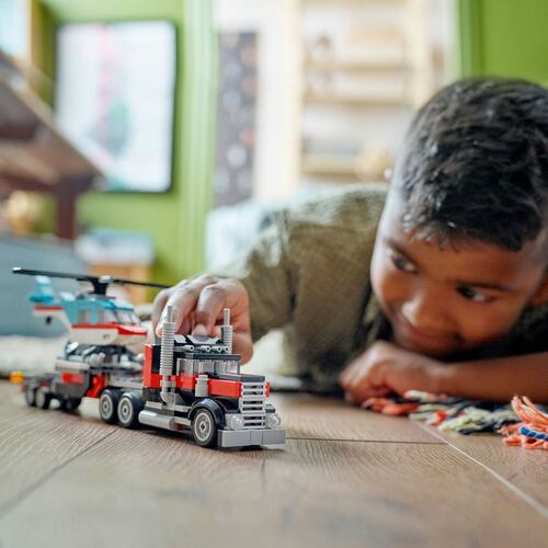 LEGO® Camión Plataforma con Helicóptero
