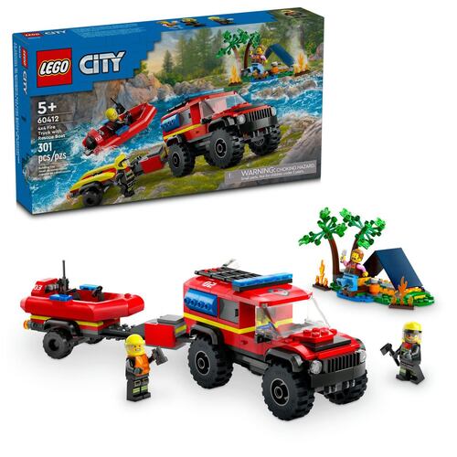 LEGO® Camioneta de Bomberos 4x4 con Barco de Rescate