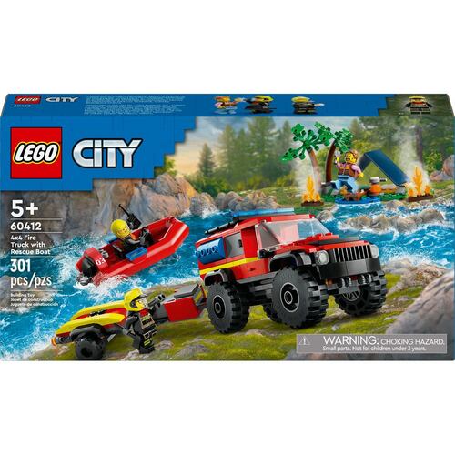 LEGO® Camioneta de Bomberos 4x4 con Barco de Rescate