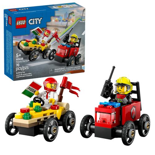 LEGO® Pack de Autos de Carreras: Pizza vs. Camión de Bomberos