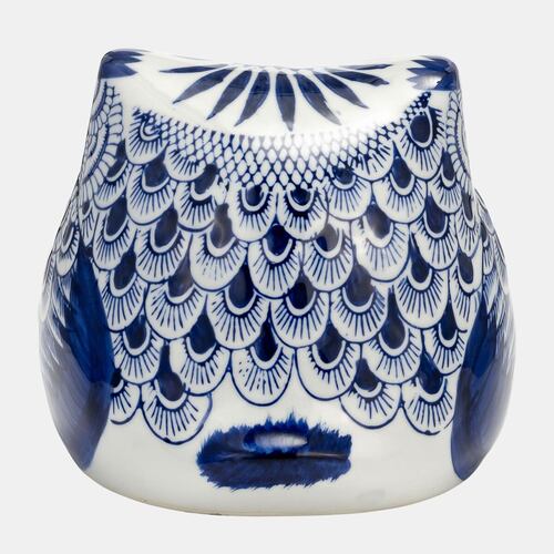 Figura Decorativa Diseño Moderno Búho Enigmático Azul con Blanco Sagebrook