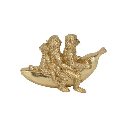 Figura Decorativa Diseño Moderno Monos sobra Banana Dorado Sagebrook