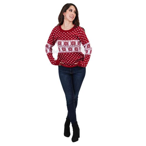Suéter ugly navideño de noche buena para mujer 59 - rojo
