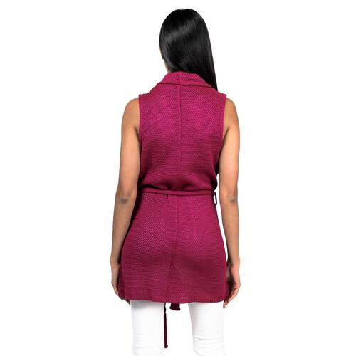 Chaleco liso con cinturon bugambilia talla mediana