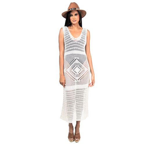 Vestido largo calado blanco talla chica
