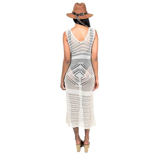 Vestido largo calado blanco talla chica
