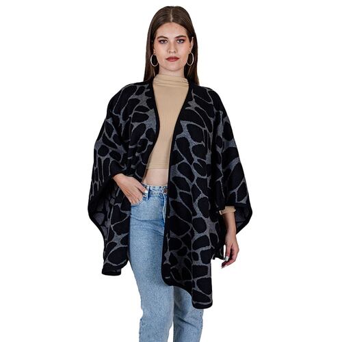 Capa Zuio Animal Print Gris Oxford Para Mujer