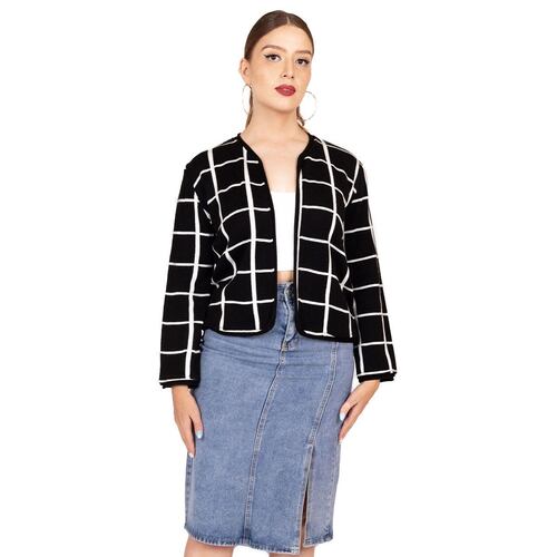 Blazer Zuio negro cuadros para mujer M