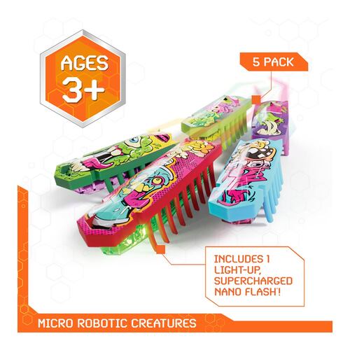 Set 5 Insectos Nano Hex Bots ¡Se Escabulle Sobre Cualquier Superficie!