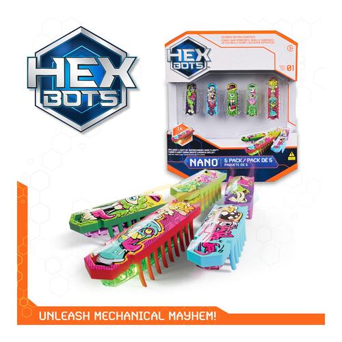 Set 5 Insectos Nano Hex Bots ¡Se Escabulle Sobre Cualquier Superficie!