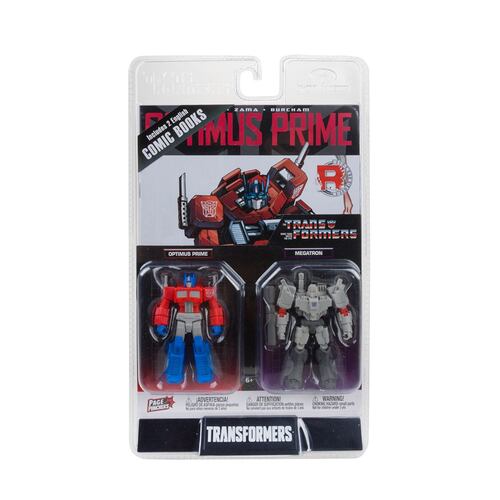 2 Pack Figuras 3" Optimus Prime & Megatron (con cómic)