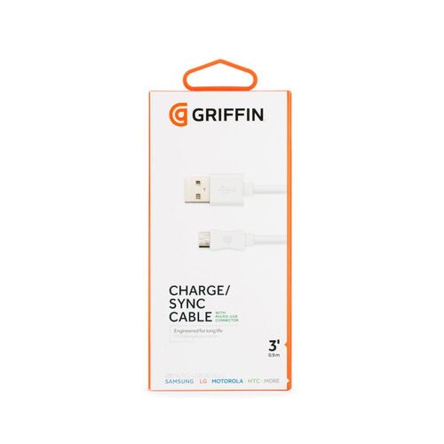 Cable Griffin USB-Micro-USB Blanco 90C