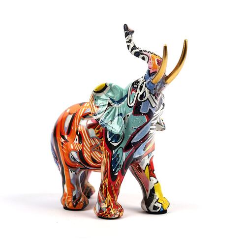 Figura Decorativa Resina Elefante Multicolor