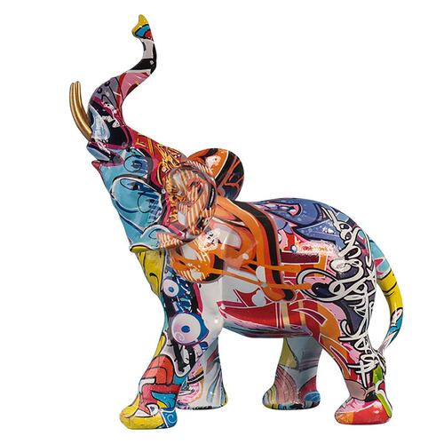 Figura Decorativa Resina Elefante Multicolor