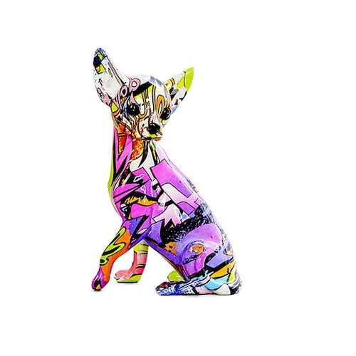 Figura Decorativa Resina Perro Chihuahua Multicolor
