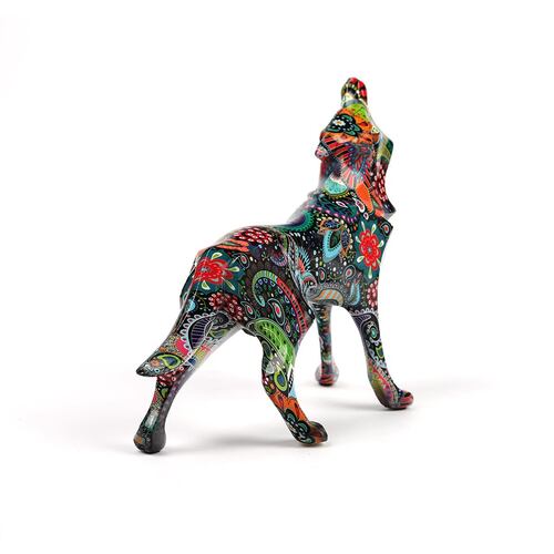 Figura Decorativa Resina Lobo Multicolor