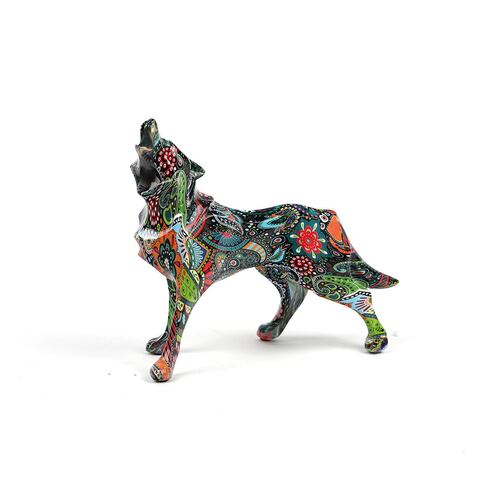 Figura Decorativa Resina Lobo Multicolor