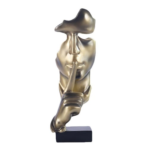 Figura Decorativa Resina Rostro Metálico