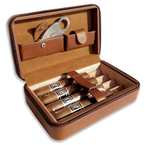 Humidor de Viaje para 4 Puros Overnight Piel