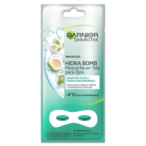 Mascarilla Facial En Tela Para Ojos Anti Ojeras Con Coco Hidra Bomb De Garnier, 1 pza