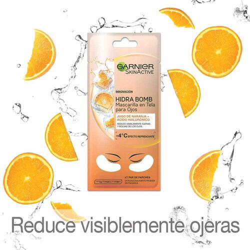 Mascarilla Facial En Tela Para Ojos Anti Arrugas Con Naranja, Hidra Bomb De Garnier, 1 pza