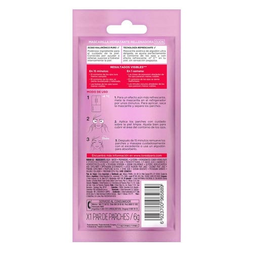 Mascarilla Facial L'Oréal Revitalift Ojos Ácido Hialurónico 6 g