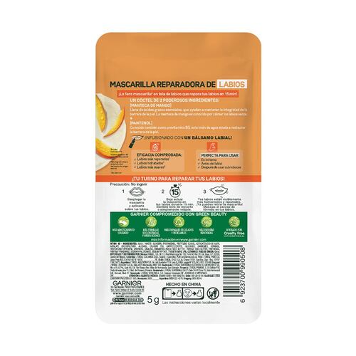 Garnier Skin Active Hidra Bomb Mascarilla en Tela Reparadora Labios 1 pza