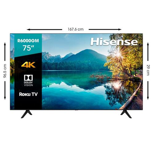 Pantalla Hisense R6 4K UHD Roku TV 75 pulgadas (75R6000GM 2020)