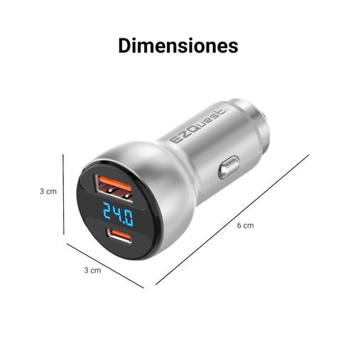 Cargador de Auto Ezquest con Pantalla Dual USB A USB C UltimatePower 66W
