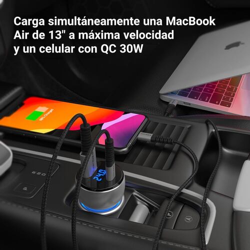 Cargador de Auto Ezquest con Pantalla Dual USB A USB C UltimatePower 66W
