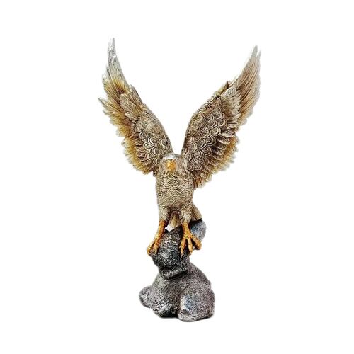 Figura Decorativa JOMMY de Águila con Alas Abiertas sobre Piedras