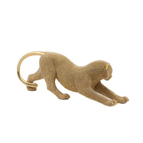 Figura Decorativa JOMMY de Jaguar Color Dorado con Textura