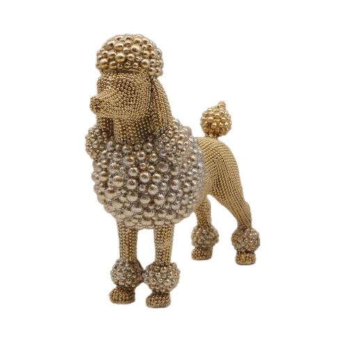 Figura Decorativa JOMMY de Perro Color Dorado con Texturas
