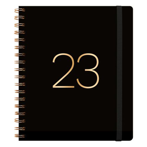 Agenda Mood 2021 De 13 X 8 Cm, Semanal, Intercambiable En Espiral, Con Cordón Atemporal Negro