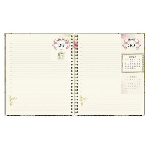 Agenda Diaria con Espiral 2025 Frida Kahlo Premium Paper