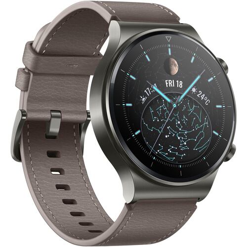 Vidrio Templado Cerámico Y Correa de cuero Smartwatch Reloj Inteligente Huawei  GT2 PRO Color Gris