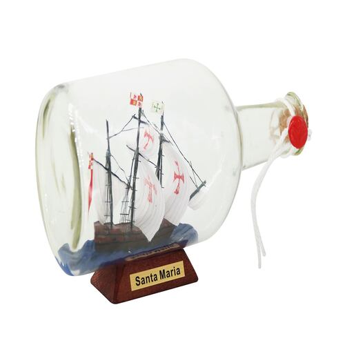Barco Santa María en Botella Decorativa 22 cm