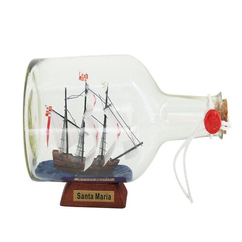 Barco Santa María en Botella Decorativa 22 cm