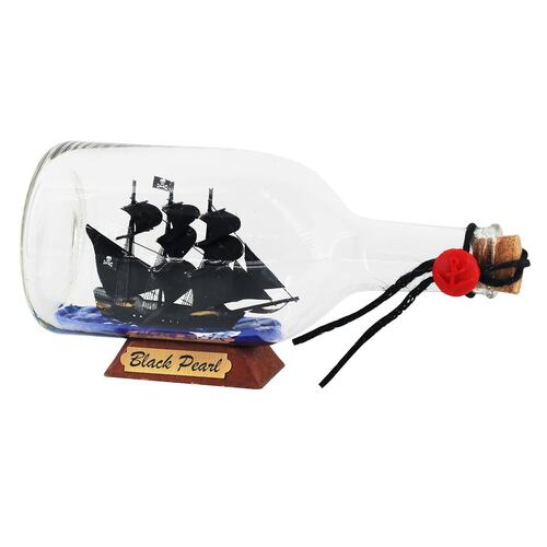 Barco Perla Negra a Escala en una Botella 22 cm