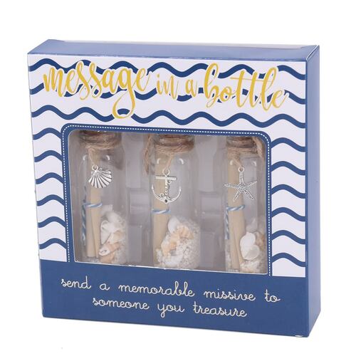 Set Decorativo Mensaje en una Botella Náutica Diseño Conchita, Ancla y Estrella de Mar