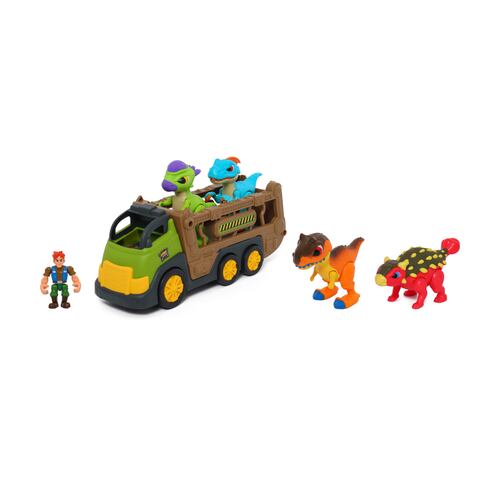 Súper Camión Transportador con 4 Dinosaurios Dino Troop Kids