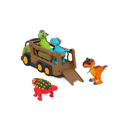 Súper Camión Transportador con 4 Dinosaurios Dino Troop Kids