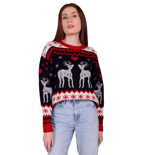 Suéter Ugly Zuio Vintage Navideño Azul Marino Para Dama