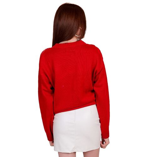 Suéter Zuio Navideño Reno Rojo Para Dama