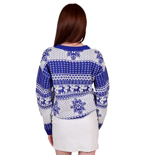 Suéter Azul Ugly Zuio De Navidad Vintage Para Mujer