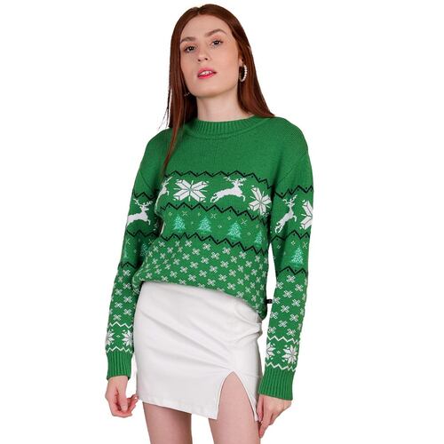Suéter Verde Zuio De Navidad Para Mujer