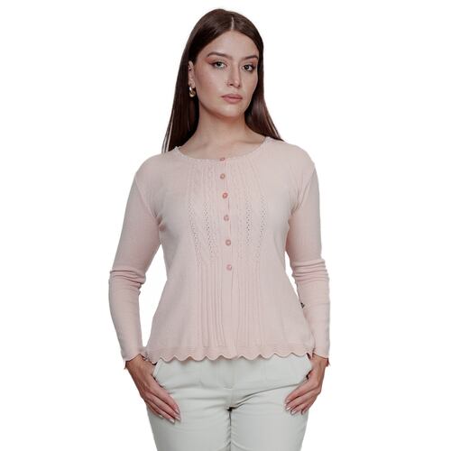 Suéter Punto fino Botones color rosa Zuio para Mujer