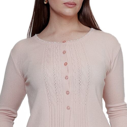 Suéter Punto fino Botones color rosa Zuio para Mujer